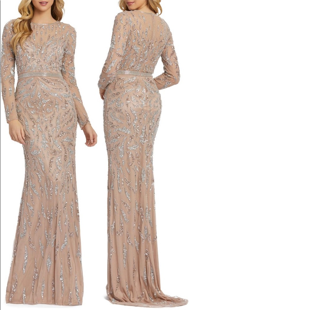 Mac Duggal - Beaded Long Sleeve Gown